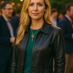 Woman's Style & and Co Genuine Leather Jacket Petite Casual Formal